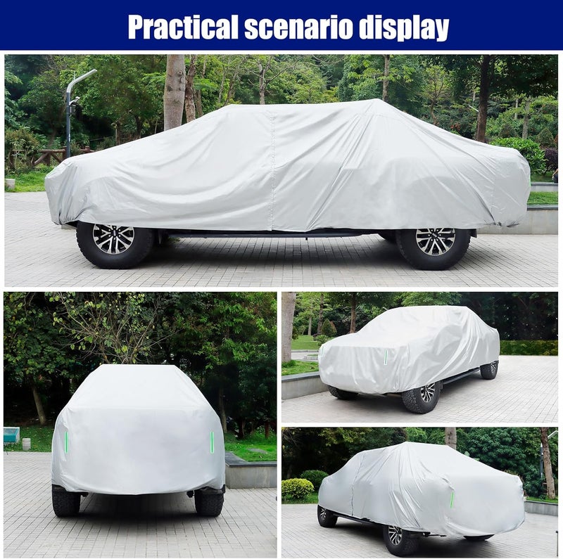 Migaven Truck Cover Waterproof All Weather, Truck Cover Custom Fit for Ford F150 Raptor Chevrolet Silverado 1500, Windproof Covers with Door Zipper, Silver (Not Include Mirror Pocket) - Image 4